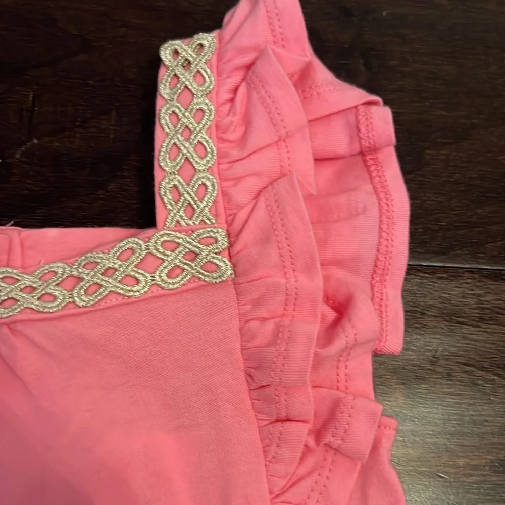 NWT Janie and Jack Pink Ruffled shirt with appliqué details!
